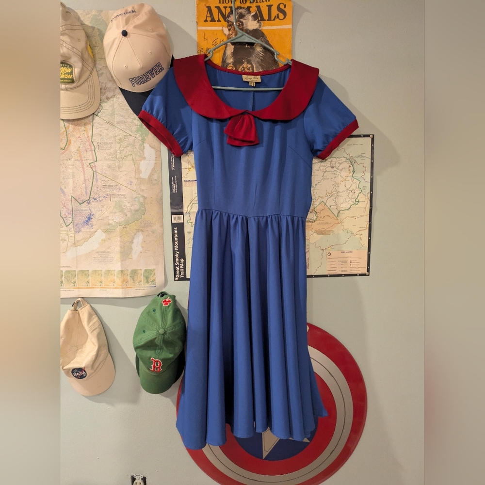 Lindy Bop Blue and Red dress Size UK 10, US small